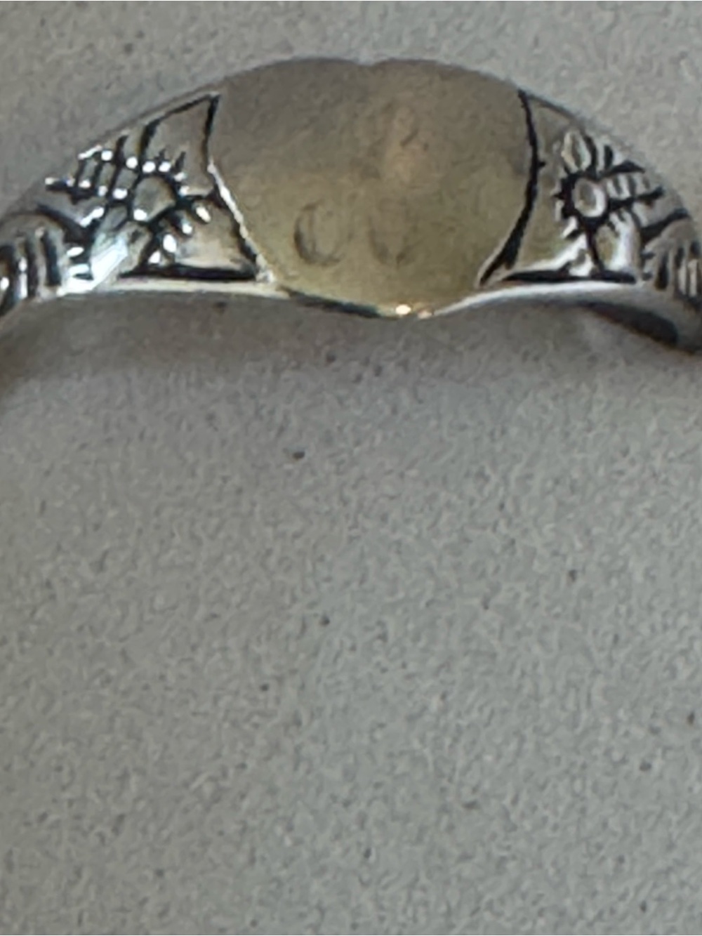 Vintage Seta 925 Sterling Heart engraved Signet Ring Monogram K size 9